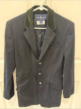 Ralph Lauren Navy Sport Coat with Olive Velvet Collar